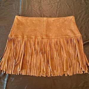 American Rag Fringe Skirt | Faux suede | Brown | 11